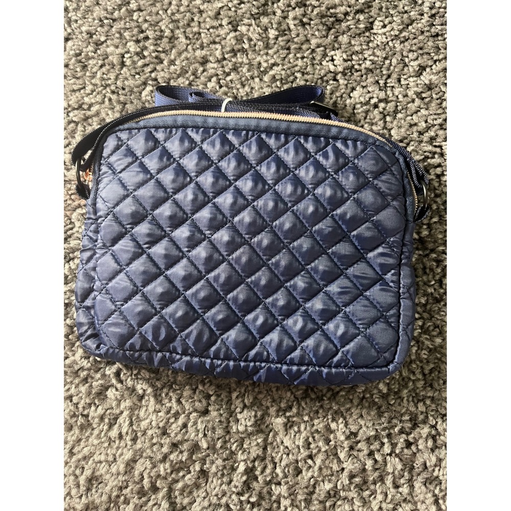 MYTAGALONGS Crossbody Bag Womens Navy Blue Like New Quilted Rose Gold Hardware